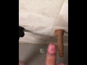 Preview 1 of Naughty Guy at the Shower House has Anal Sex with 3 wall suction Dildos until he Cums w/ a BBC Dildo