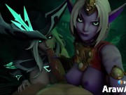 Preview 1 of Miss Fortune & Soraka Blowjob (with sound) 3d animation ASMR hentai League of Legends bj