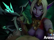 Preview 3 of Miss Fortune & Soraka Blowjob (with sound) 3d animation ASMR hentai League of Legends bj