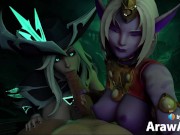 Preview 4 of Miss Fortune & Soraka Blowjob (with sound) 3d animation ASMR hentai League of Legends bj