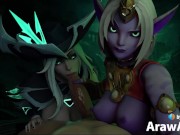 Preview 5 of Miss Fortune & Soraka Blowjob (with sound) 3d animation ASMR hentai League of Legends bj