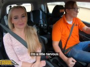 Preview 1 of FakeDrivingSchool Hot Learner Victoria Pure Strips and Masturbates