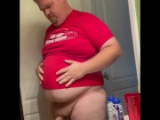 Preview 5 of Tight Shirt Big Belly Play and Jerk Off