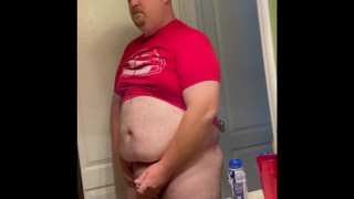 Tight Shirt Big Belly Play and Jerk Off