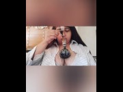 Preview 1 of Bbw Arab girl sucks BWC so good he busts in 2 mins + Smoke Sesh with Jiggly Titties to Play with