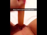 Preview 6 of Fucking myself with moms HUGE dildo while sexting my stepbro on Snapchat PART 1