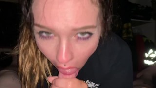 EXTREMELY SLOPPY DEEP THROAT BLOWJOB FROM 19YO STEP SISTER