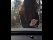 Preview 2 of Cuckold wife getting fucked by stranger infront of her husband jerking off in car