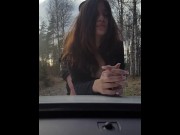 Preview 4 of Cuckold wife getting fucked by stranger infront of her husband jerking off in car