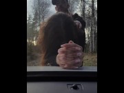 Preview 6 of Cuckold wife getting fucked by stranger infront of her husband jerking off in car
