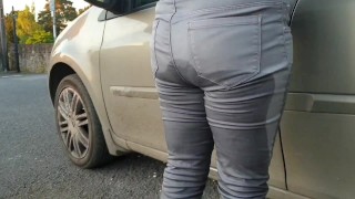 ⭐ Girl Pissing Her Grey Jeans 5 Times! Jeans Wetting Compilation!