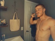 Preview 1 of Redhead amateur edges his partially hard cock and moans for you after taking a shower