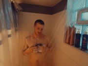 Preview 4 of Redhead amateur edges his partially hard cock and moans for you after taking a shower
