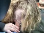 Preview 2 of Blonde teen sucks cock in car