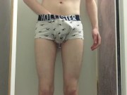 Preview 1 of Desperate College Twink Pissing His Tight White Trunks