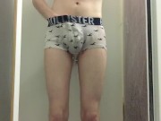 Preview 3 of Desperate College Twink Pissing His Tight White Trunks