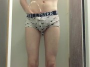 Preview 4 of Desperate College Twink Pissing His Tight White Trunks