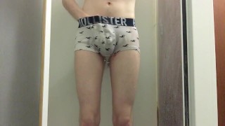 Desperate College Twink Pissing His Tight White Trunks