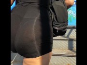 Preview 2 of See Through Black bodysuit shaking ass in public
