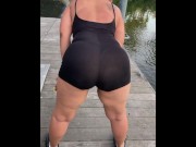 Preview 3 of See Through Black bodysuit shaking ass in public