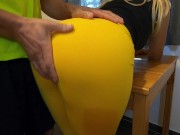 Preview 2 of perfect ass Step Mom teases Step Son to get fucked again, he can't tell him no ,yellow leggings