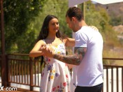 Preview 2 of EroticaX - Tattooed Frenchman And Hot Latina Eliza Ibarra Dance In The Sheets