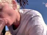 Preview 1 of Public blowjob on hiking trail with cum shot
