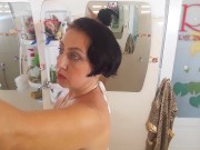 Preview 4 of Do you wanna fuck a chick in the shower? Nice lady masturbates in shower room 1 full