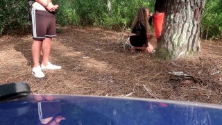 Quick Dogging with Stranger in Parking lot | Huge Cumshot on Wife’s Body | Husband Watching