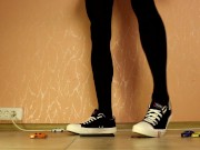 Preview 5 of TRANNY GIANTESS CRUSHES TOY CARS IN SNEAKERS, MINI SKIRT AND DARK PANTYHOSES - 1 (CRUSH FETISH)