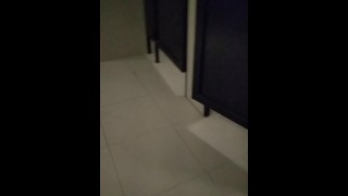 Gay cruising cock in public bathroom