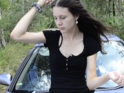 Preview 1 of Amateur teen flashing outdoors
