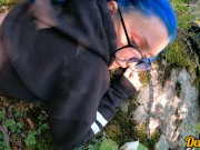 Preview 5 of schoolgirl with blue hair in glasses loves to have sex in public and gets cum