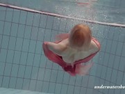 Preview 3 of Katya Okuneva strips in her red lingerie underwater