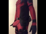 Preview 2 of in DEADPOOL costume with NO UNDERWEAR ON and that BIG PACKAGE
