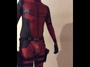 Preview 4 of in DEADPOOL costume with NO UNDERWEAR ON and that BIG PACKAGE