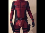 Preview 6 of in DEADPOOL costume with NO UNDERWEAR ON and that BIG PACKAGE