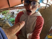 Preview 5 of sex under the bridge with a cute schoolgirl in glasses she loves to get cum on her face