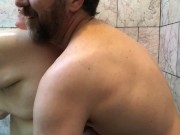 Preview 1 of Amateur BBW Couple Has Playful Shower Sex - Homemade Real Couple Sex in the Shower Mature Granny TnD