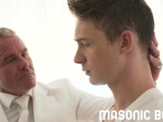 Preview 3 of MasonicBoys - Cole Blue barebacked by suited silver muscle daddy Savage