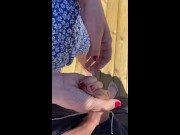 Preview 4 of Perfect blowjob from my babe on public beach - Tonny and Mia