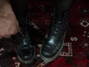 Preview 5 of Lick dirty boots, nylon footjob, cum on nylon feet
