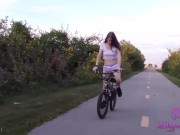 Preview 6 of Skyla Pink skinny milf sexy bike ride ass eating my shorts
