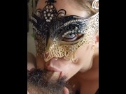 Preview 2 of Masked Masterpiece: Button's Glamorous, 4k Closeup Blowjob, cumshot at 15:20
