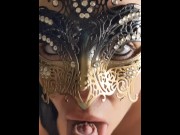 Preview 3 of Masked Masterpiece: Button's Glamorous, 4k Closeup Blowjob, cumshot at 15:20