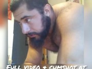 Preview 5 of Hot Hairy Muscle Daddy Stripping posing nude and jerking off in bathroom