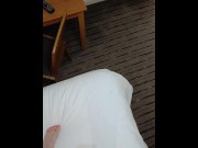 Preview 6 of Hard cock walking round my room pissing all over curtains, floor, furniture. Big cumshot at the end