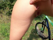 Preview 5 of Risky Public Anal sex near road Cyclist got a hot cum in her ass JessiJek