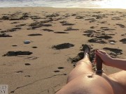 Preview 5 of PUBLIC BEACH HANDJOB: Beauty in Bikini makes him get a huge cumshot at the beach