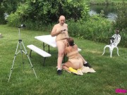 Preview 4 of Missy Sucking Georges Dick Outdoors - A View From Behind